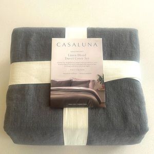 New Casa Luna Linen Blend Duvet Cover Set Queen Color Charcoal Gray